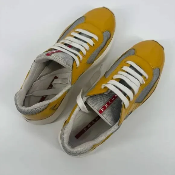 Prada America's Cup Yellow Patent Leather Sneakers Prada Size 9 / US 10M - Picture 6 of 8